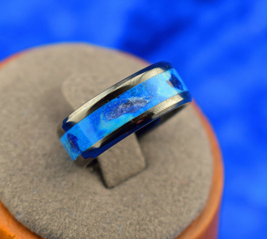 Luminous Blue Sapphire Inlay Ring