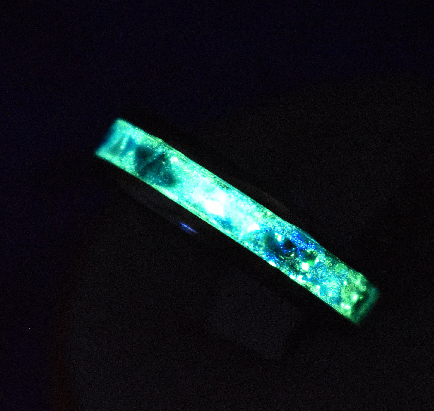 Glowing Ocean Inlay Ring with Shimmering Blue and green Opal